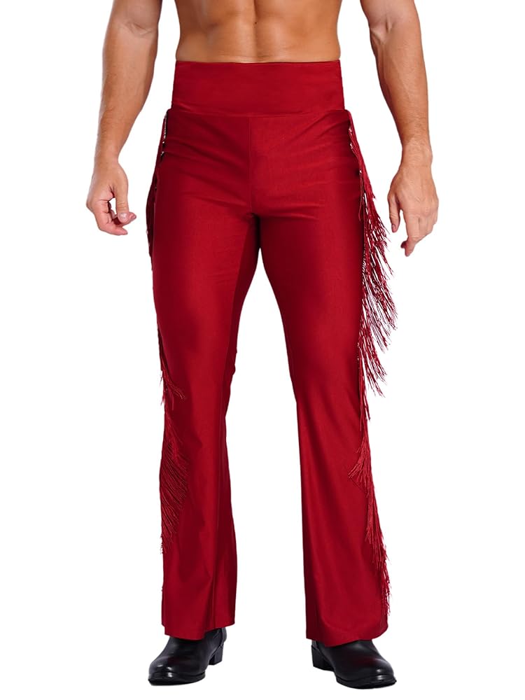 Amazon.com: HULIJA Men's Fringe Dance Pants Vintage Bell